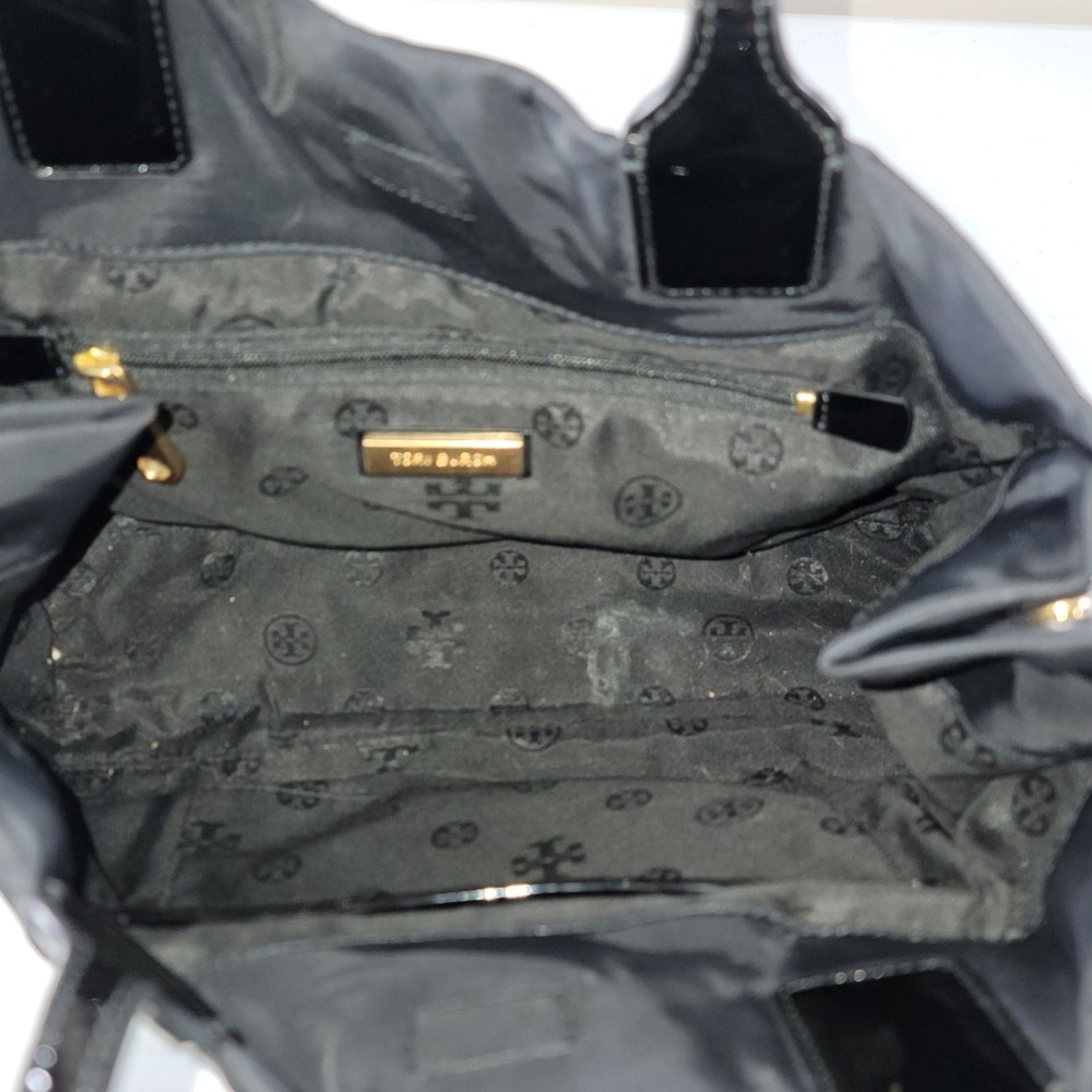 Tory Burch Ella Tote Bag Large Black Nylon Shoulder Bag - Picture 8 of 9